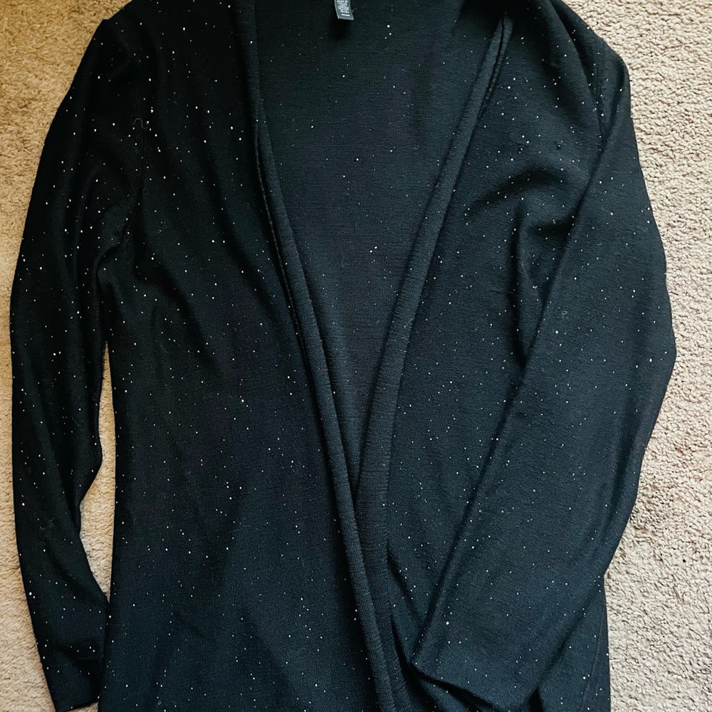Eileen Fisher Black Cardigan with Silver Accents